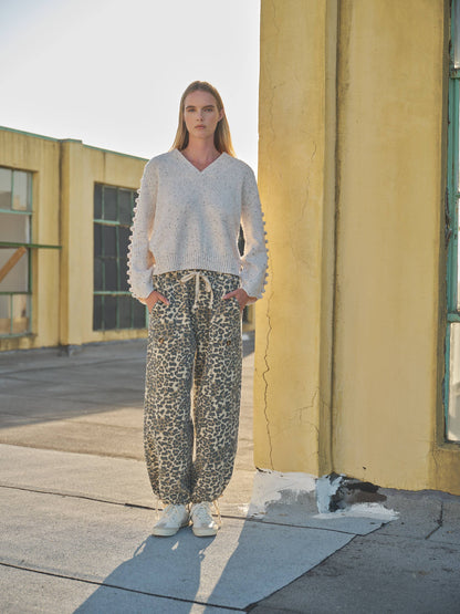 Aaron & Amber - LEOPARD PRINT RELAXED FIT PULL-ON PANTS