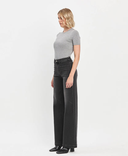 VERVET by FLYING MONKEY - HIGH RISE WIDE TROUSER JEANS
