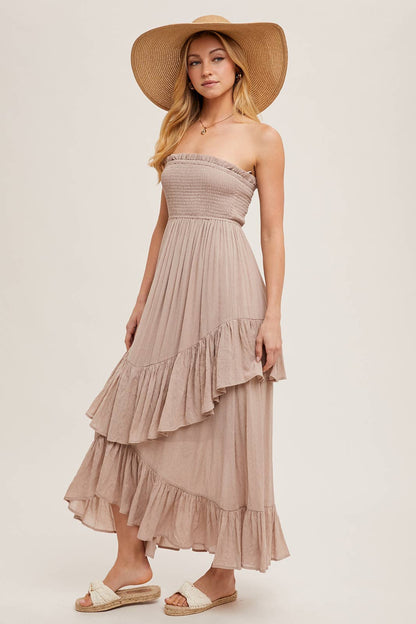 BOHO RUFFLE MIDI DRESS