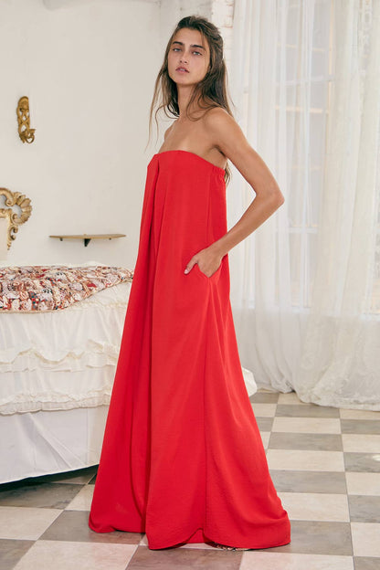 BUCKETLIST - Strapless Flowy Jumpsuit