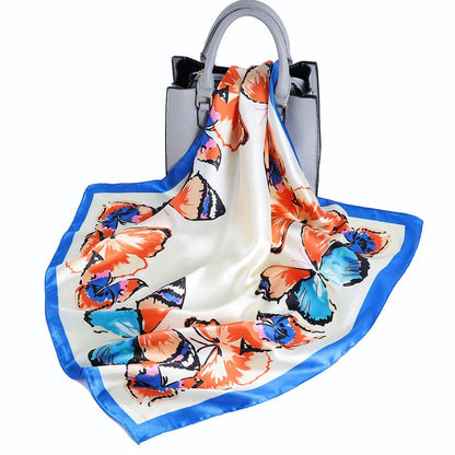 Butterfly Pattern Silk-like Scarf