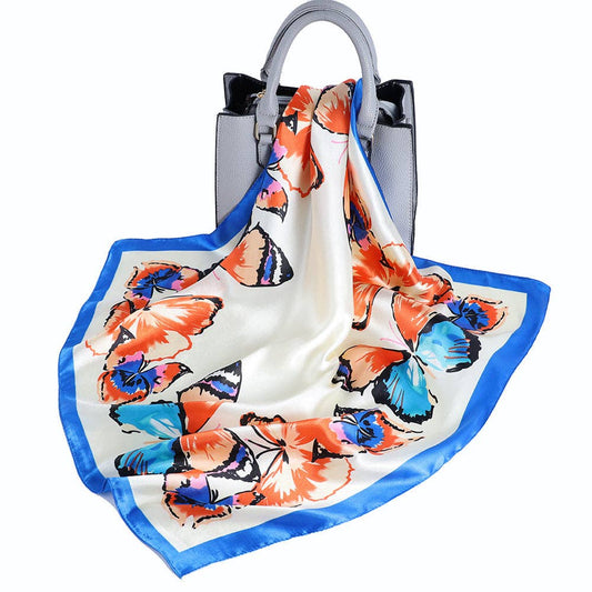 Butterfly Pattern Silk-like Scarf
