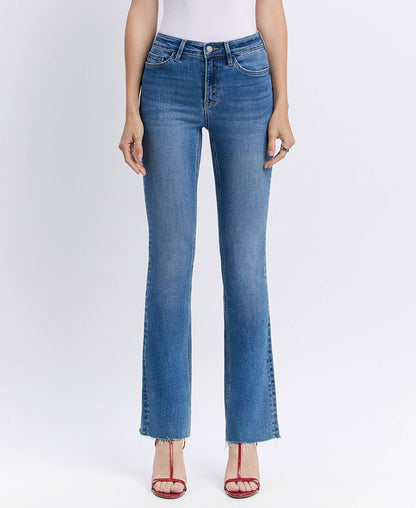 Lovervet - HIGH RISE CLEAN CUT RAW HEM BOOTCUT JEANS