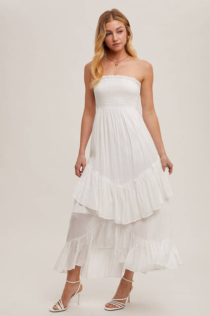 BOHO RUFFLE MIDI DRESS