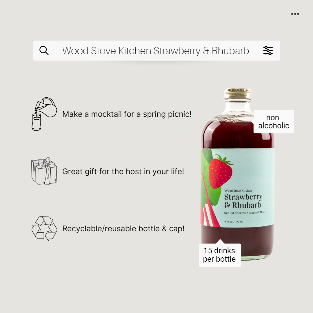 Wood Stove Kitchen - Strawberry-Rhubarb Cocktail and Mocktail Mixer, 16 fl