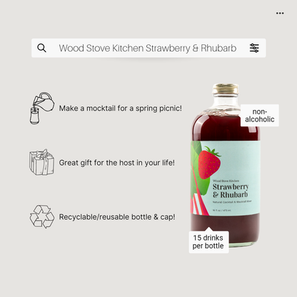 Wood Stove Kitchen - Strawberry-Rhubarb Cocktail and Mocktail Mixer, 16 fl