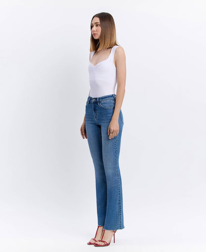 Lovervet - HIGH RISE CLEAN CUT RAW HEM BOOTCUT JEANS