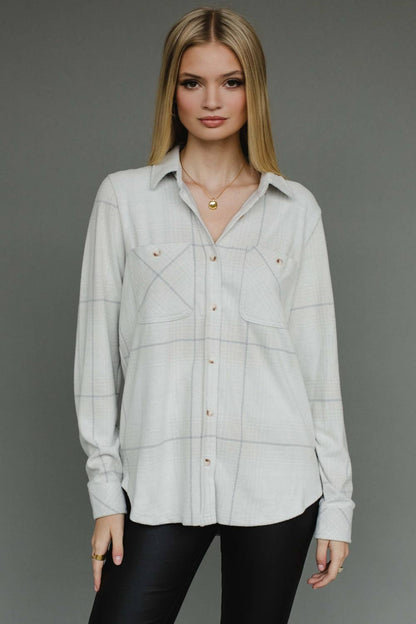 Panache Apparel Co. - Lt. Tan & Gray Plaid Button Up